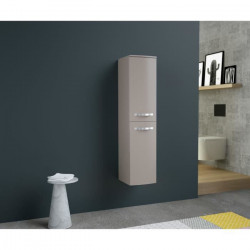 ONDE Colonne de salle de bain façade bombée L 30cm -Taupe laqué brillant