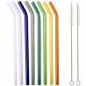 LA VAGUE SMOOTHIE PARTY Ensemble de 8 pailles en verre courbées réutilisables multicolores