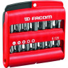 Etui de 28 Embouts + Porte-embouts court a jonc FACOM E.120PB (3 empreintes Fente + 6 Prozidriv + 6 Phillips + 9 Torx + 4 x 6…