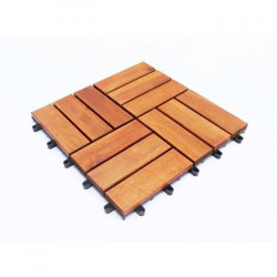 Garden Mood Lot de 10 dalles clipsables de 12 lattes en acacia foncé