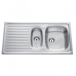 EWI Evier cuisine a encastrer 1,5 bac + 1 égouttoir Agate - Inox nid d'abeille - 100 x 50 cm