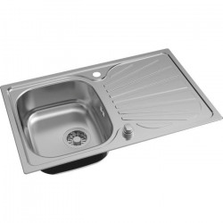 Evier cuisine en inox 1 bac + 1 égouttoir a encastrer OCEANIC - 80x50x17 cm - Vidage automatique inclus - Naiã