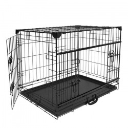 DUVO+ Cage Fer Ninja Edition avec porte coulissante 122 x 76 x 84 cm - 17,4 kg - Noir - Pour chien