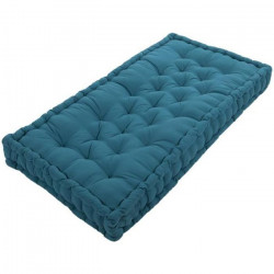 COTTON WOOD Coussin de palette 100 % Coton uni - 60x120x10 cm - Bleu canard