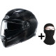 HJC Casque Intégral F70 carbon Noir métal + Cagoule