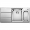 BLANCO Axis III 6 S-IF - évier - Inox lisse - 1 cuve 1/2 - égout a gauch - vidage auto - sans siph - planche verre - vide-sau…