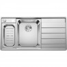 BLANCO Axis III 6 S-IF - évier - Inox lisse - 1 cuve 1/2 - égout a droit - vidage auto - sans siph - planche verre - vide-sau…