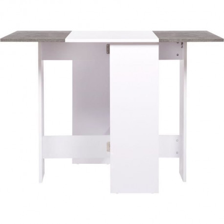 Table a manger pliableVARDA- Rectangulaire - Papier décor Blanc et imitation ciment - 4 personnes - L 104 x P 76 x H 74 cm