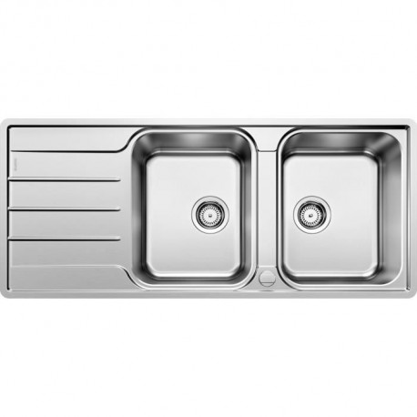 BLANCO Lemis 8S-IF - évier  - Inox brossé - 2 cuves - égouttoir réversible - vidage auto - a encastrer a fleur de plan