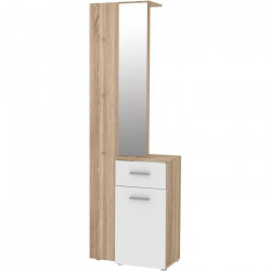 ELARA Vestiaire avec miroir, tringle a habits, 1 porte, 1 tiroir - Panneaux de particules
