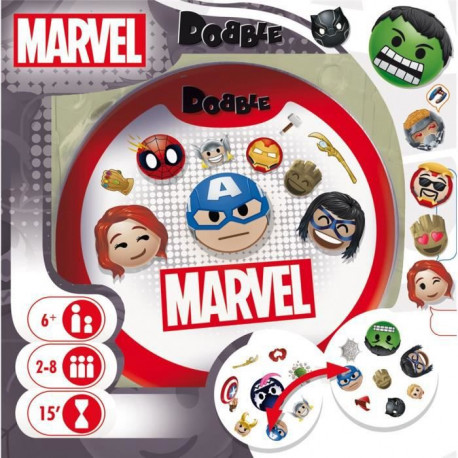 Dobble Marvel Emoji - Asmodee - Jeu de société - Jeu de cartes - Jeu de rapidité et d'observation