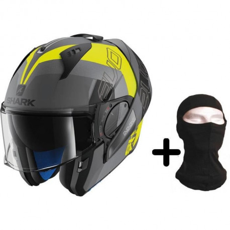 SHARK Evo One 2 Slasher Casque moto modulable + Cagoule - Mixte - Noir et jaune