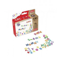 JEUJURA Lettres magniétiques Magnets abc et chiffres - Coffret de 76 caracteres pour tableau