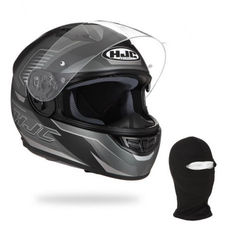HJC Casque intégral CS15 Trion + cagoule - Homme - Noir et gris