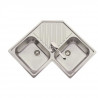 EWI Evier cuisine a encastrer 2 bacs + 1 égouttoir Amethiste - Inox - 83 x 83 cm
