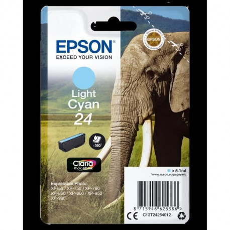 EPSON Cartouche d'encre T2432 XL Cyan - Eléphant (C13T24324012)