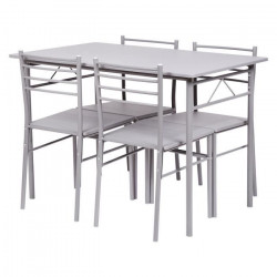 Set table a manger avec 4 chaises - Gris - RIVIERA