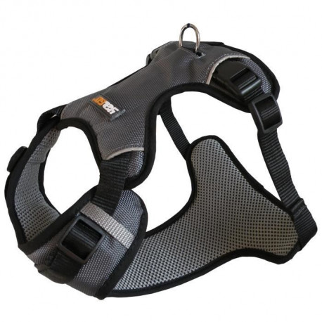 YAGO Harnais Sport pour Petit Chien, Couleur Gris, Réglable Taille S 58-70 cm, Tissu waterproof imperméable