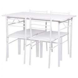 Set table a manger avec 4 chaises - Blanc - RIVIERA