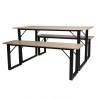 Ensemble Table a manger + 2 bancs - Industriel - L 150 x P 80 x H 75 cm - MARK