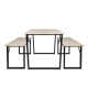 Ensemble Table a manger + 2 bancs - Industriel - L 150 x P 80 x H 75 cm - MARK
