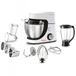 Robot Pâtissier Masterchef Gourmet - MOULINEX YY4320FG - Kit Pâtisserie, Blender, Découpe Légumes - Blanc - 8 Vitesses