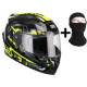 CGM Casque intégral 307G Jerez + Cagoule - Homme - Noir et jaune