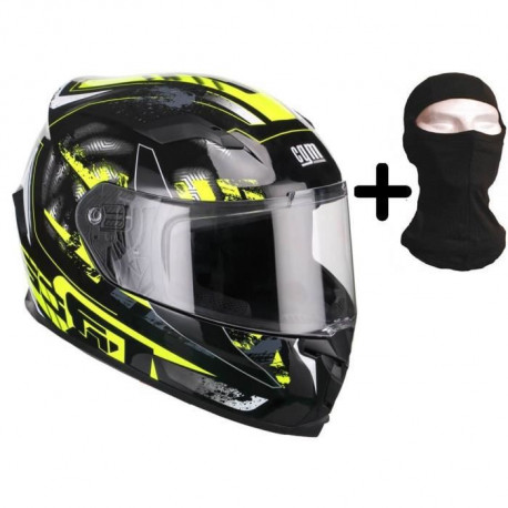 CGM Casque intégral 307G Jerez + Cagoule - Homme - Noir et jaune