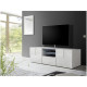 Meuble TV moderne fonctionnel avec 2 portes et tiroir coulissant blanc Dama