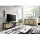 Meuble TV - Noir/Bois Vintage -  L 156 x P 51 x H 50 cm - 2 portes - MANTOVA