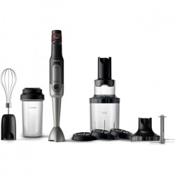 PHILIPS HR2657/90 Mixeur plongeant - 800W ProMix - Fouet, Hachoir XL, Gourde nomade, Spiraliseur inclus - Noir et acier inoxy…