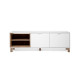 Meuble TV 2 portes - Blanc - L 150 x P 35 x H 50 cm - Menorca