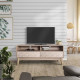 Meuble TV 2 tiroirs - Bois et motifs - L 120 x P 40 x H 50 cm - SOFIA