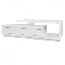 Meuble TV Style contemporain VENASSA -Panneaux alvéolaires- Blanc  - 2 tiroirs- L 160 x P 39 x H 45 cm