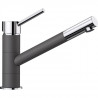 Mitigeur, robinet cuisine, bec droit orientable 360ø, BLANCO KANO, chromé et gris rocher, robinetterie cartouche céramique