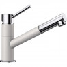 Mitigeur cuisine, bec droit orientable 120ø, douchette extractible, BLANCO KANO-S, chromé / blanc, robinet cartouche céramique