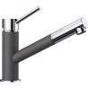 Mitigeur cuisine, bec droit orientable 120ø, douchette extractible, BLANCO KANO-S, chromé / gris rocher, robinet cartouche cé…