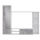 Meuble TV - Contemporain - Panneau de particules - Blanc Mat/Béton Gris Clair - L 220,4 x P41,3 x H177,5 cm - PILVI