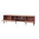 Meuble TV 2 portes abattantes - Pieds en hévéa massif - Décor noyer - L 180  x P 39,6 x H 8,5cm - GIO