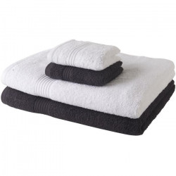 TODAY Lot de 2 serviettes de bain 30x50 cm + 2 draps de bain couleur - Fusain et Craie - 100% Coton