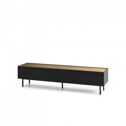 ARISTA Meuble TV 1 porte et 2 tiroirs - Décor chene et noir - L 180 x P 40 x H 45 cm