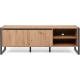 Meuble TV - Style industriel - Structure en MDF, panneaux mélaminés - Décor chene artisan et anthracite - L 160 x P 40 x H 55 cm