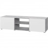 Meuble TV - Blanc et béton gris clair - L 140 x P 42 x H 31 cm - PILVI