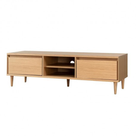 Meuble TV 2 portes - Placage chene - L 150 x P 45 x H 45 cm - OBOIS