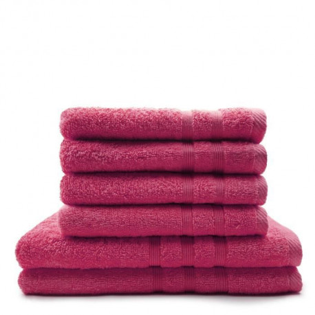 TODAY Lot de 4 Serviettes de bain 50 x 100 cm + 2 Draps de bain 70 x 130 cm Jus de myrtille - 100% coton TODAY