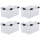 IRIS OHYAMA Lot de 4 boîtes de rangement - Hermétiques - 50 L - avec clips - empilable - L59 x P39 x H29 cm - Transparent