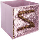 Boîte de rangement/tiroir pour meuble en tissu  Sequin Rose doré - 24x24x23cm