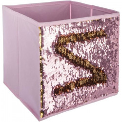 Boîte de rangement/tiroir pour meuble en tissu  Sequin Rose doré - 24x24x23cm