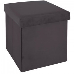 Pouf pliant velours Tess - Gris foncé