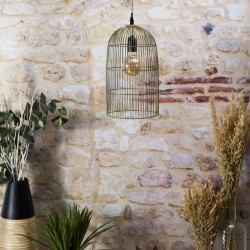 Suspension Cage Haute Filaire - Métal - Mordore Mat - HOME DECO FACTORY